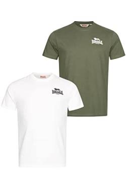 Lonsdale Herren T-Shirt Normale Passform Doppelpack BLAIRMORE Green/White XXL von Lonsdale