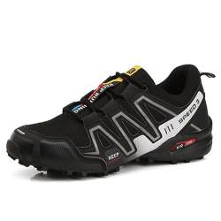 Fahrradschuhe für Herren und Damen, Rennradschuhe, Fahrradschuhe für Herren, Mountainbike, Schuhe für Mountainbikes, Schwarz/Weiß, 45 EU von LooshienEU