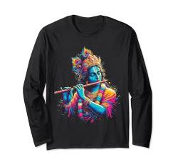 Lord Shri Krishna Hindu-Gott Lord Shri Krishna Lover Devotee Langarmshirt von Lord Shri Krishna Hindu God Namaste Tees