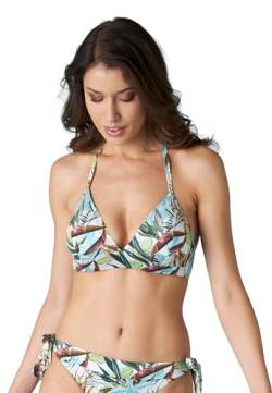 LOVABLE Damen Shiny Micro Printed Neckholder Bügelfreier BH Bikini, Tropischer Aufdruck, 36 / C von Lovable