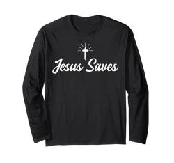 Jesus rettet christliches Osterkreuz Männer Frauen Kinder Junge Mädchen Langarmshirt von Love Jesus Christian Men Women Mother Father Gift