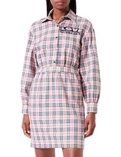 Love Moschino Damen Long Sleeves Shirt in 100% Cotton Check Flannel Dress, Rosa, 44 EU von Love Moschino