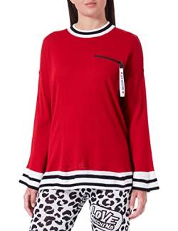 Love Moschino Damen Relaxed Fit Pullover in Blended Wool Dress, Rot, 44 EU von Love Moschino