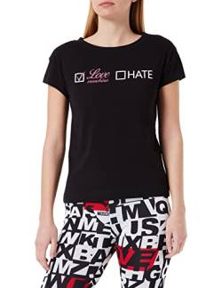 Love Moschino Womens with Glitter Love-Hate Print T-Shirt, Black, 42 von Love Moschino