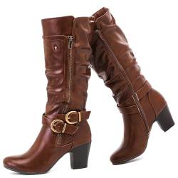 Love Steetly Slouchy Kniehohe Stiefel für Damen, stilvolle und bequeme runde Zehenpartie, hohe Reitstiefel mit seitlichem Reißverschluss für Herbst und Winter, Brlpu128, 43 EU von Love Steetly