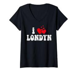 Damen I Love Londyn Lustiges Valentinstag-Herz Liebe Frauen Londyn T-Shirt mit V-Ausschnitt von LoveThreads