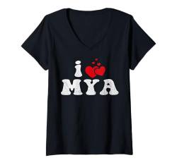 Damen I Love MYA Lustiger Valentinstag Herz Liebe Frauen MYA T-Shirt mit V-Ausschnitt von LoveThreads