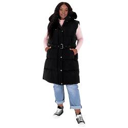 Lovedrobe Damen Lovedrobe Ladies Womens Gilet Sleeveless Winter Jacket Coat Body Warmer Plus Size With Belt Pockets anzug weste, Schwarz, 48 EU von Lovedrobe