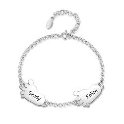 Armband Damen Personalisiert mit Name Armband mit 2/3/4 Baby Fuß Anhänger Gravur für Frauen Geschenk für Müttern Mädchen (2 Name) von Lovejewellery