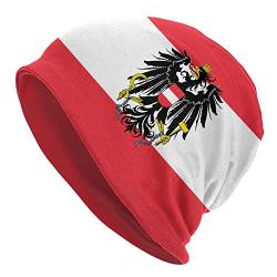 Österreichische Wappen-Adler-Flagge-Beanie-Mütze für Männer und Frauen, dünne, lässige Totenkopf-Kappe, Stretch-Strickmütze, Schwarz von Lsjuee