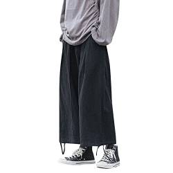 Luadnysin Leinenhose Herren Lang Leinen Mittelalter Freizeithose Track Pants Haremshose Baggy Casual Männer Schwarze Schlupfhose Weit Yoga Sommerhose Pumphose Leinenhose Jogginghose von Luadnysin