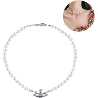 Lubgitsr Perlenkette Perlenkette für Frauen und Mädchen, Perlen-Strass-Schlüsselbeinkette (1-tlg) von Lubgitsr