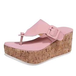 Latschen Damen Sommer Elegant Sommerschuhe Bequem Keilabsatz Rutschfest Plateau Schuhe Orthopädische Sandalen Flipflopssandalen Zehentrenner Sandalen Mit Fussbett FlipFlops Pantoletten s von Luckxing