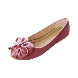 Ballerinas Damen Elegant Leder Runde Zehe Niedriger Keil Balerinaschuhe Bequem Weiche Sohle Brautschuhe Pumps rutschfeste Slip On Walking Flats Schuhe Lässiger Halbschuhe Arbeitsschuhe von Luckywaqng