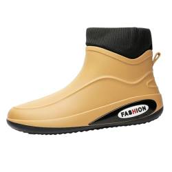 Herren Gummistiefel Mit Wasserdichtem Obermaterial Und Rutschfesten Sohlen Gefüttert Abnehmbar Und Waschbar Gartenschuhe Gummischuhe Regenstiefel Regenschuhe Angelstiefel Kurzschaft Stiefel von Luckywaqng