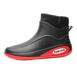 Herren Gummistiefel Mit Wasserdichtem Obermaterial Und Rutschfesten Sohlen Gefüttert Abnehmbar Und Waschbar Gartenschuhe Gummischuhe Regenstiefel Regenschuhe Angelstiefel Kurzschaft Stiefel von Luckywaqng