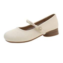 Luckywaqng Damen Ballerinas Runde Zehen Flache Halbschuhe Elegant Comfortable Kleidschuhe Slip-on Plateau Schuhe Weich Sohle Arbeitsschuhe Geschlossener Zehen Lederschuhe Bootsschuhe Einzelschuhe von Luckywaqng