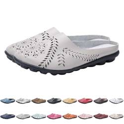 Luckywaqng Halbschuhe Flats Schuhe Halboffene Loafers Vintage Plateau Halbschuhe Niedriger Keil Leicht Slip On Hausschuhe Weiches PU Leder Schlappen Leicht Weiche Sommer Bequeme Slipper von Luckywaqng