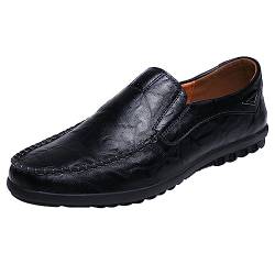 Luckywaqng Herren Schuhe in Größe 45 Flache Loafer für Herren, Slip-On, Business-Kleiderschuhe, zum Fahren, lässig, Boot, weiche Schuhe Schuhe Herren 46 (Black, 43) von Luckywaqng