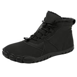 Luckywaqng Plüschige, warme Baumwollschuhe, rutschfeste Schneestiefel, Fünf-Finger-Baumwollschuhe, Outdoor-Sportschuhe, Wanderschuhe für Herren und Damen Herren Schuhe Ohne Schnürsenkel (Black, 42) von Luckywaqng