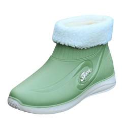 Luckywaqng Regenboots Damen - Gummistiefel Regenschuhe Gefütterte Abnehmbar Und Waschbar Gartenschuhe Regenstiefel Wasserdicht Rutschfeste Angelstiefel Küchenschuhe Outdoor Freizeit Kurze Boots von Luckywaqng