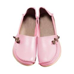 Luckywaqng Simen Schuhe Damen Damen-Schuhe aus echtem Rindsleder, Mutterschuhe, Damenschuhe, elastische Mädchen-Low-Top-Freizeitschuhe S Damenschuhe 42 (Pink, 41) von Luckywaqng