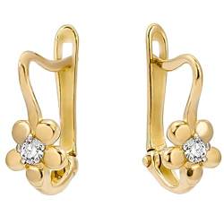 Lumari Gold Damen Ohrringe 585 14k Gold Gelbgold Ohrhänger Blume Zirkonia von Lumari Gold