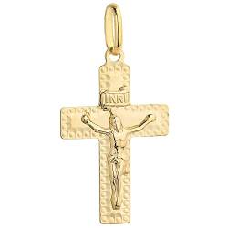 Lumari gold Kreuz Anhänger mit Jesus Gold Gelbgold 585 14K Goldanhänger Kettenanhänger für Damen Mädchen Jungen Kinder von Lumari gold