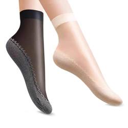 Lunyloer NylonstrüMpfe Damen,20 Paar Nylon Socken Damen, Transparente Nylon Feinsöckchen, Söckchen Seidenfein Baumwolle Sohle für Frauen MäDchen (Schwarz Hautfarben Eu 35-42) von Lunyloer