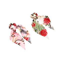 Lurrose 2st Pferdeschwanz-haarseile Elastische Haargummis Blumen-haargummi Aus Chiffon Elastisches Haarseil Haargummi Aus Satinband Scrunchies Haarschal Haargummibänder Sanft Stirnband von Lurrose