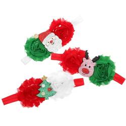 Lurrose 3Pcs Baby Mädchen Blumen Stirnbänder Weihnachten Santa Stoff Elastisches Haarband für Mädchen Neugeborene Kleinkinder Kinder Kind Haar Zubehör Rot von Lurrose