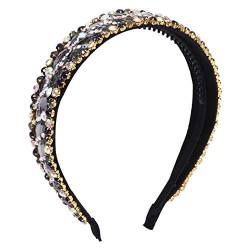 Lurrose Damen Stirnband Barock Strass Stirnband Haarreifen breit elastisch Stretch Kopfschmuck für Frauen Haarschmuck von Lurrose