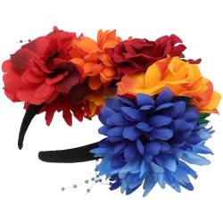 Lurrose Rosen Blumen Stirnband Mexikanischer Blumenkopfschmuck Mexikanische Blumenkrone Fiesta- Mexikanischer Haarschmuck Stirnband Polyestertuch Damen Pfingstrose Kopftaste von Lurrose