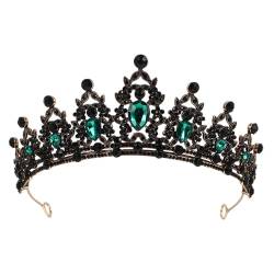 Lurrose Vintage schwarz Tiara und Krone Stirnband Strass Prinzessin Tiara klassische Königin Kronen Hochzeit Kopfschmuck für Mädchen Frau (grün) von Lurrose