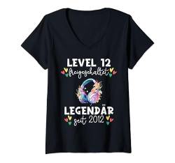 Damen 12 Geburtstag Mädchen Gamer Girl 2012 Geburtstag Level 12 T-Shirt mit V-Ausschnitt von Lustig Witzig Spruch Herren Damen