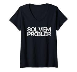 Damen Solvem Probler Lustiger Problemlöser Vintage Distressed Fun T-Shirt mit V-Ausschnitt von Lustig Witzig Spruch Herren Damen