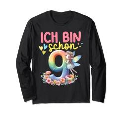 Geburtstag 9 Mädchen Schmetterling Fee Blumen Party 9 Jahre Langarmshirt von Lustig Witzig Spruch Kinder Geburtstag