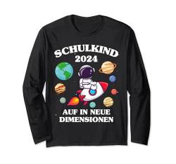 Schulkind 2024 Einschulung Astronaut Schulanfang Dimensionen Langarmshirt von Lustig Witzig Spruch Kinder