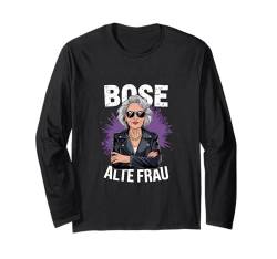 Böse Alte Frau Coole Oma mit Lederjacke Langarmshirt von Lustige Charaktere Kleidung