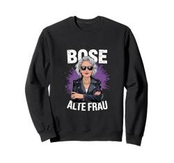 Böse Alte Frau Coole Oma mit Lederjacke Sweatshirt von Lustige Charaktere Kleidung