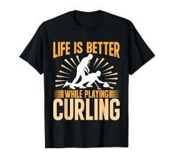 Curlingstein Wintersport Eisstockschießen Curling T-Shirt von Lustige Curling Wintersport Bekleidung