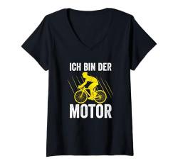 Damen Ich Bin Der Motor Fahrrad Mountainbike Rennrad T-Shirt mit V-Ausschnitt von Lustige Fahrrad Shirts