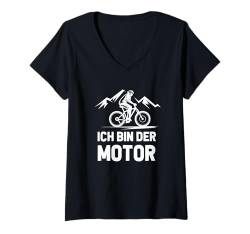 Damen Ich Bin Der Motor Fahrrad Mountainbike Rennrad T-Shirt mit V-Ausschnitt von Lustige Fahrrad Shirts