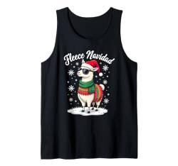 Fleece Feliz Navidad Weihnachten Mädchen Damen Süßes Lama Tank Top von Lustige Familen Lama Parnterlook Design Shop