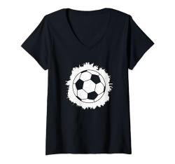 Damen Fußball Motiv Fußballspieler Fußball Männer Frauen Kinder T-Shirt mit V-Ausschnitt von Lustige Fußball Bekleidung Damen Herren Kinder