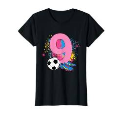 9. Geburtstag Retro Fussball Spielerin 9 Jahre Mädchen Kind T-Shirt von Lustige Geburtstag Fußball Mädchen Frau Geschenke