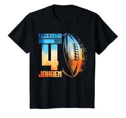 Kinder 4. Geburtstag Retro Rugby Spieler 4 Jahre Junge Kinder T-Shirt von Lustige Geburtstag Rugby Junge Männer Geschenke