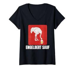 Damen Engelbert Sauf Arbeitskleidung Sauf Vogel Humor Baustelle T-Shirt mit V-Ausschnitt von Lustige Geschenke versaute Geschenke