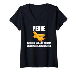 Damen Ich penne schlecht seitdem die Stimmen lauter werden T-Shirt mit V-Ausschnitt von Lustige Geschenke versaute Geschenke