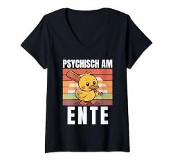 Damen Psychisch am Ente - lustiges T-Shirt mit V-Ausschnitt von Lustige Geschenke versaute Geschenke